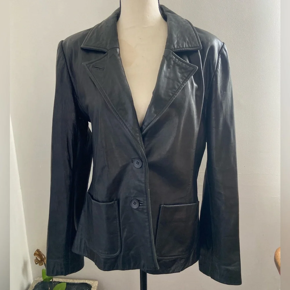Carlisle Black Leather Blazer - Picture 1 of 7